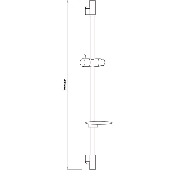 Душевая стойка Melodia Luxe Elegant d25, L700 c мыльницей (MKP25000C)