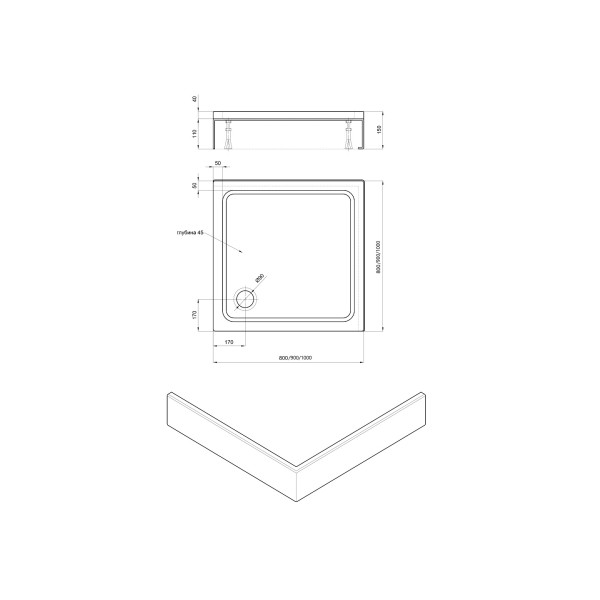 Душевой поддон Aquatek 100x100x15 с ножками и с фронтальным экраном, без сифона (DPA-0000003) Душевой поддон Aquatek 100x100x15 с ножками и с фронтальным экраном, без сифона (DPA-0000003)