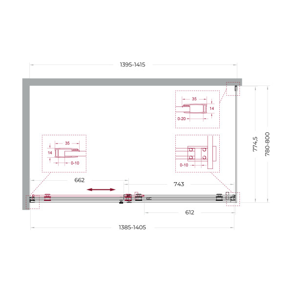 Душевой уголок BelBagno Soft Close-2 140x80x200 стекло прозрачное, профиль оружейная сталь матовая (SOFT_CLOSE-2-AH-1-140/80-C-GM)