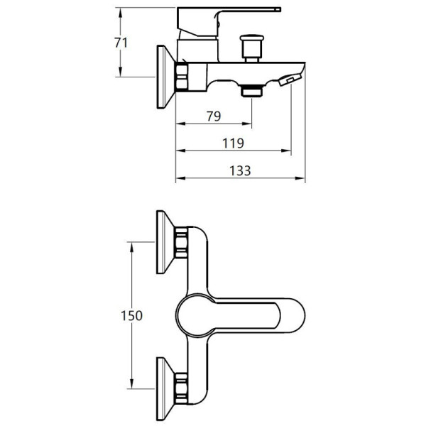 Смеситель для ванны и душа Voda Drop хром (DP54) Смеситель для ванны и душа Voda Drop хром (DP54)