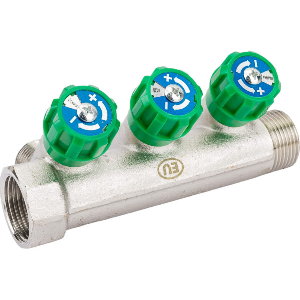 Коллектор 3 отв. регулируемый 3/4"*1/2(16) Kromwell (никель) (EU.ST3078135 3x34x12_k)