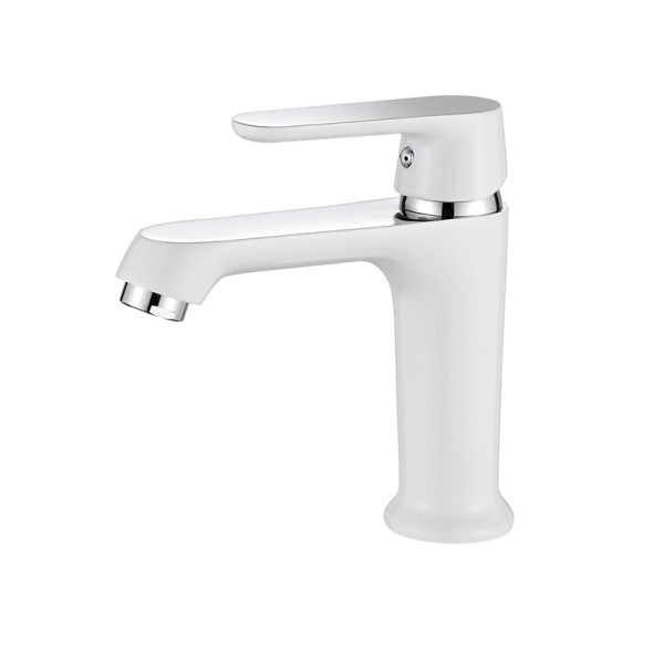 Смеситель для раковины Ledeme белый, гайка (L1077W)