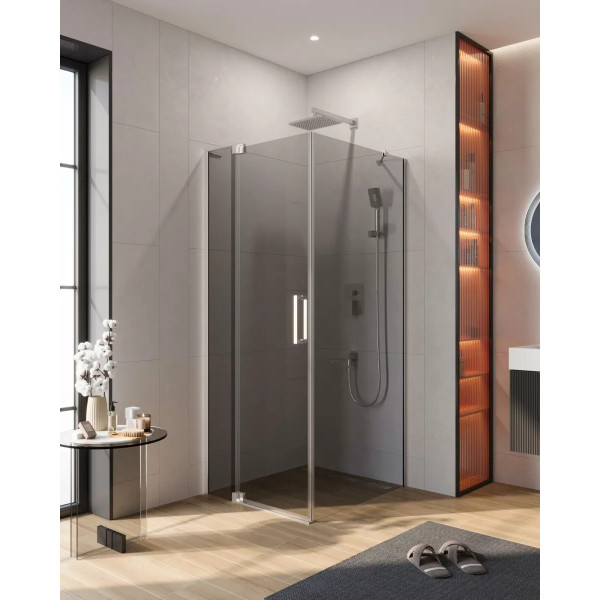 Душевой уголок Cezares Slider 70x90x195 стекло серый, профиль хром (SLIDER-AH-1-90-70/80-GRIGIO-Cr)