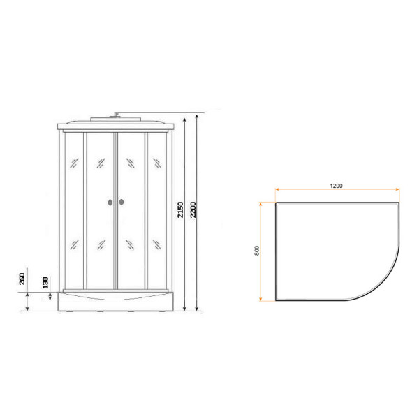 Душевая кабина Eco 80x120 стекло матовое, профиль хром матовый (NG-3324-14L)