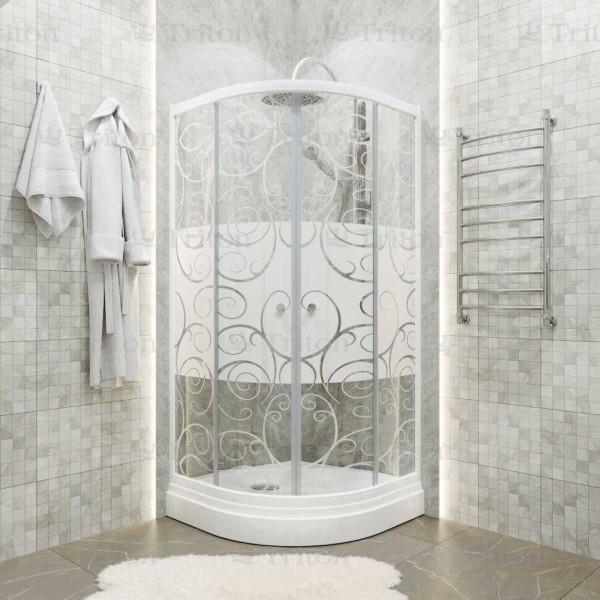 Душевой уголок Triton 90*90 А стекло узоры, профиль белый (DK70_2)