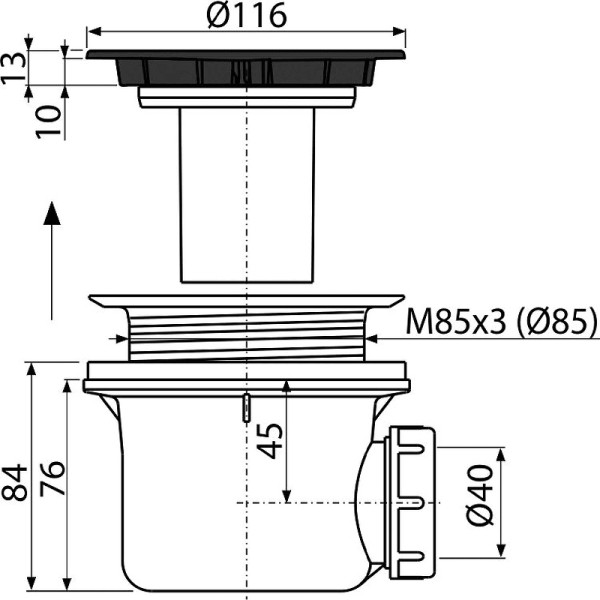 Сифон для душевого поддона Alcaplast черный-мат (A49BLACK)