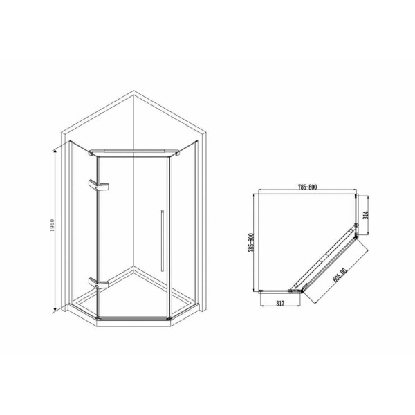 Душевой уголок ABBER Ewiges Wasser 80*80 стекло прозрачное, профиль хром (AG05080) Душевой уголок ABBER Ewiges Wasser 80*80 стекло прозрачное, профиль хром (AG05080)