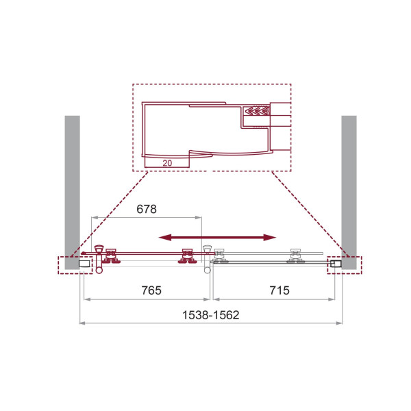 Душевые двери BelBagno Uno-195 155x195 стекло прозрачное, профиль хром (UNO-195-BF-1-155-C-Cr)