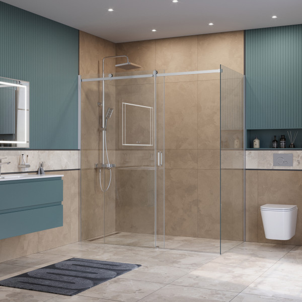 Душевой уголок BelBagno Soft Close-2 180x80x200 стекло прозрачное, профиль хром глянцевый (SOFT_CLOSE-2-AH-1-180/80-C-Cr)