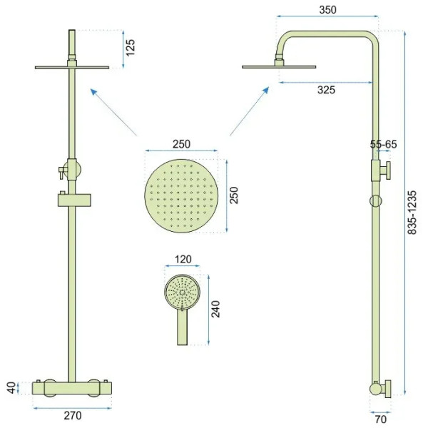 Душевая система термостатическая Rea Vincent Black mat (REA-P6600)