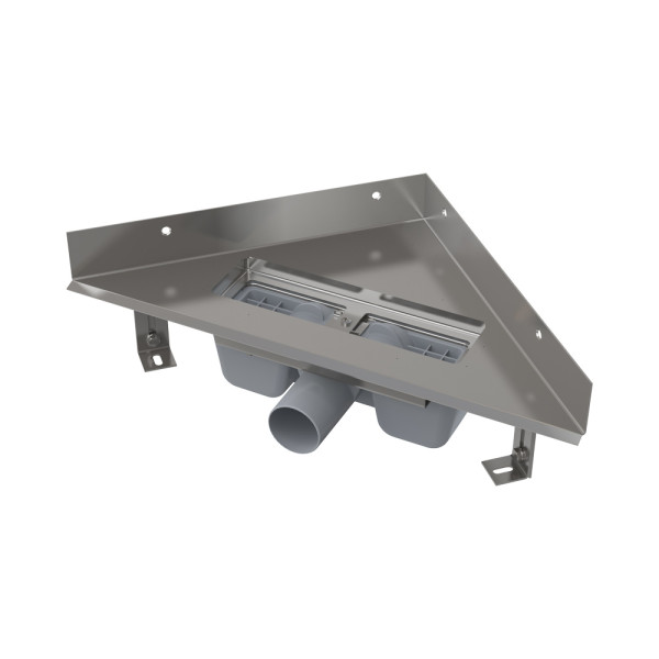 Лоток душевой AlcaPlast / AlcaDrain 340х340х475 угловой с порогами для перфорированной решетки (ARZ1)