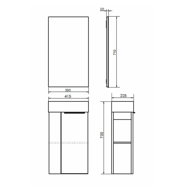 Тумба подвесная с раковиной Comforty Матэ 400x225x700 дуб темно-коричневый (00-00015325)