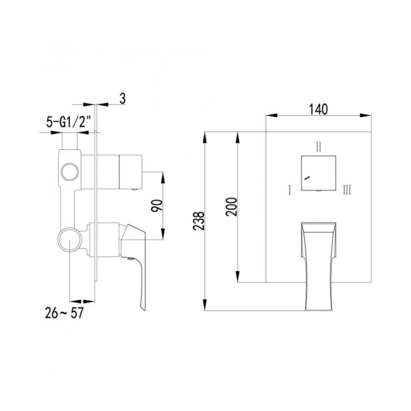 Смеситель для ванны и душа Lemark Unit с внутренней частью (LM4528C)