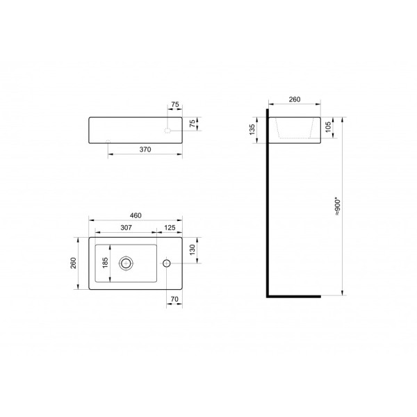 Раковина мебельная Santek Эрис 460x260x134 белая (1WH301972)