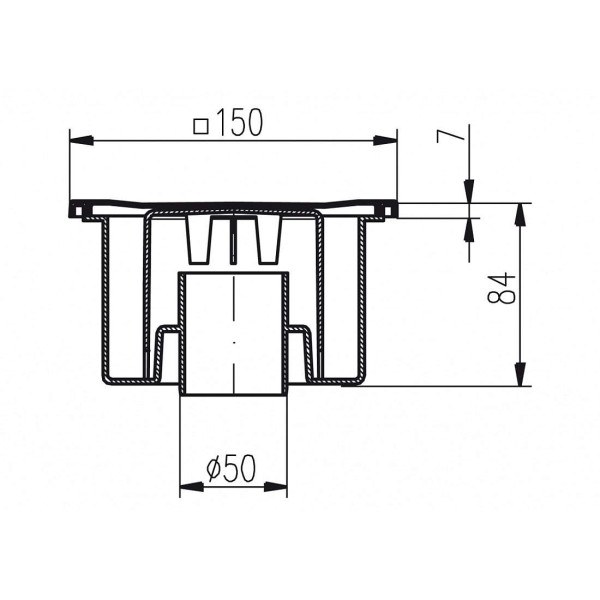 Трап MCH для пола DN50/84 решетка нерж. сталь 150x150