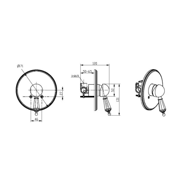 Смеситель для душа Boheme Imperiale Ripresa G (золото) (325)
