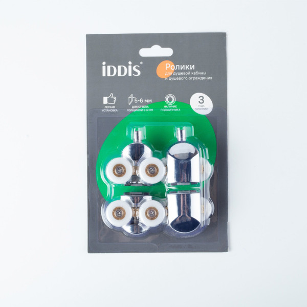 Ролики 2 верхних 2 нижних двойные D=23 мм хром стекло 5-6 мм Iddis (966D23C6DZ) Ролики 2 верхних 2 нижних двойные D=23 мм хром стекло 5-6 мм Iddis (966D23C6DZ)