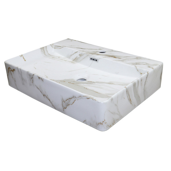 Раковина накладная Azario 60x42x12 белый мрамор (AZ-2173-M84,5)