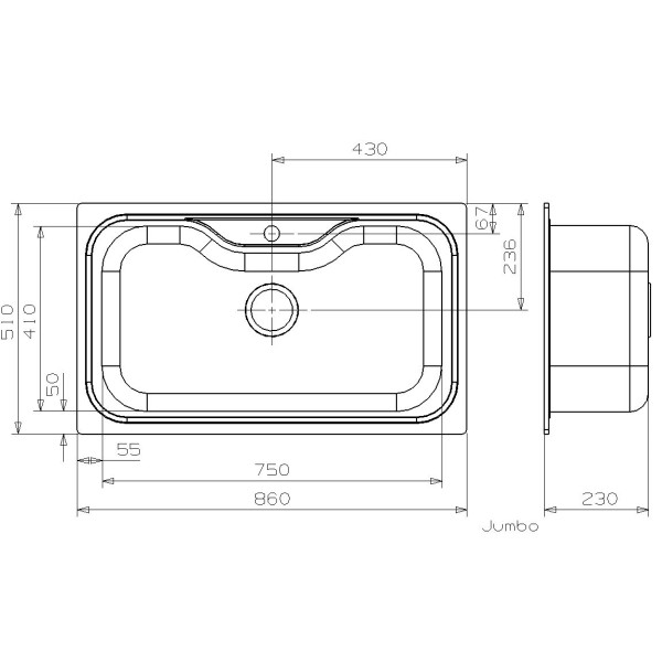 Мойка для кухни врезная Reginox Jumbo 860х510 Lux 