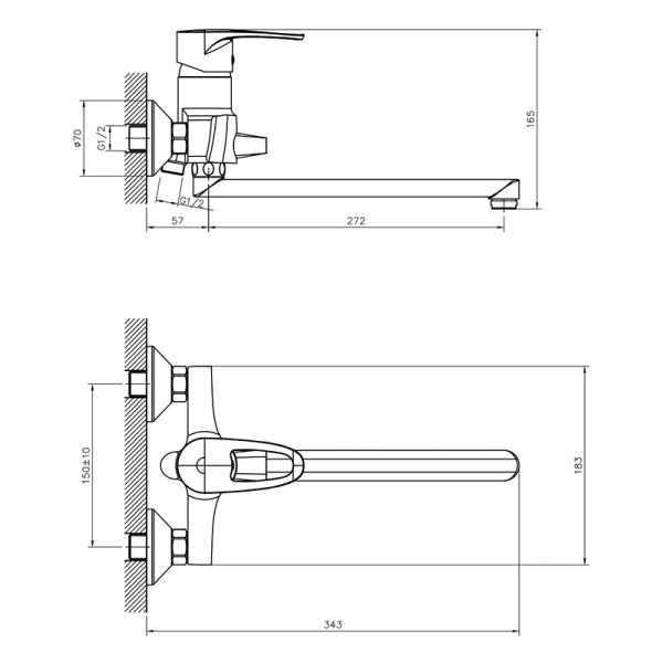 Смеситель для ванны и душа Decoroom DR70 хром (DR70043)