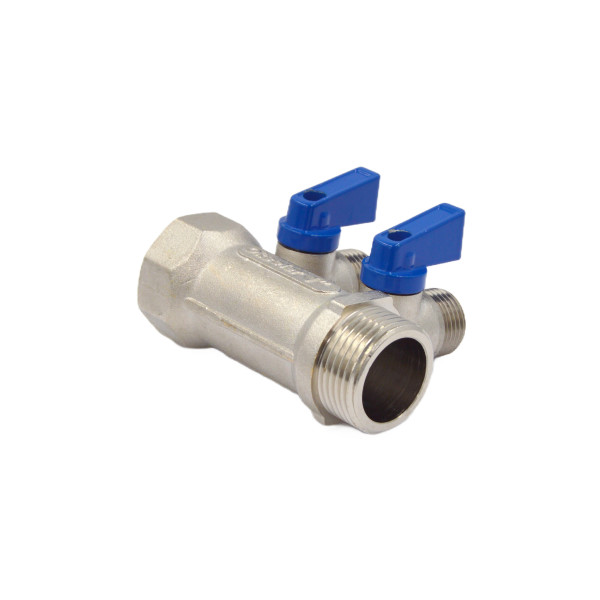 Коллектор 2 отвода с шар. клапанами 1х1/2"(16) Okseler (никель) (oks00404) Коллектор 2 отвода с шар. клапанами 1х1/2"(16) Okseler (никель) (oks00404)