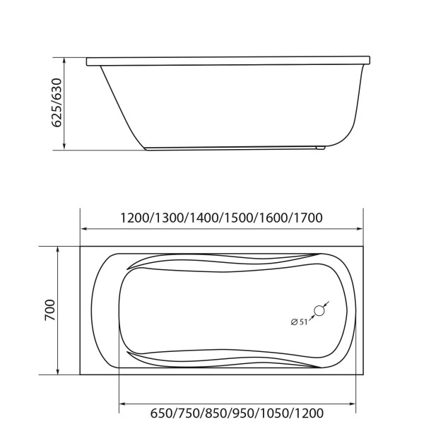 Ванна акриловая 1Marka Classic 130x70 белая (01кл1370 А)