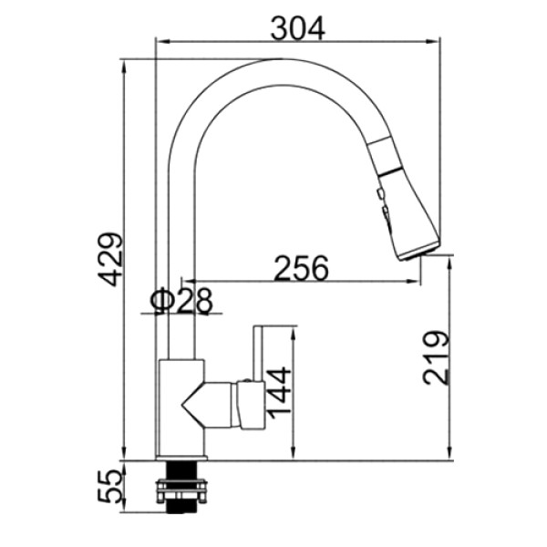 Смеситель для кухни Ledeme с видвижным изливом (L6155)