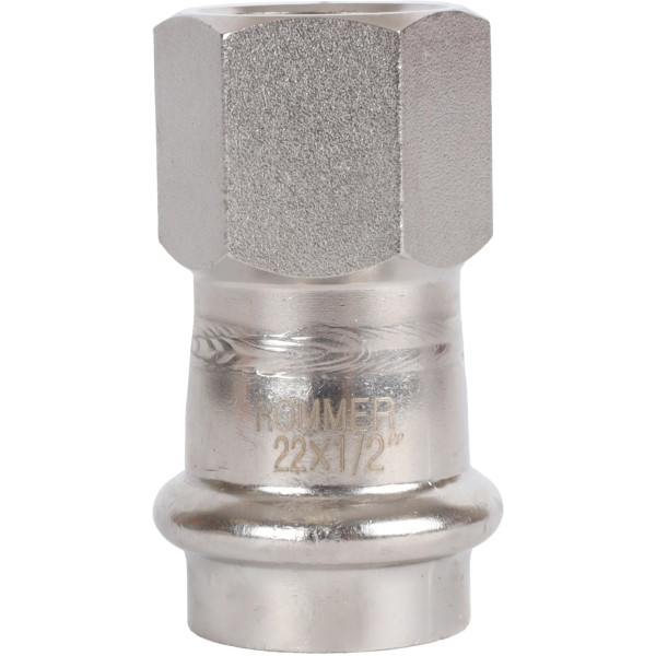 Переход 22х1/2"В Rommer из нержавеющей стали (пресс) (RSS-0022-002212) Переход 22х1/2"В Rommer из нержавеющей стали (пресс) (RSS-0022-002212)