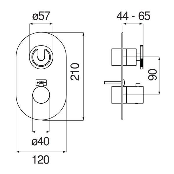 Смеситель для душа Nobili Sole внешняя часть с термостатом хром (SO130101IX)