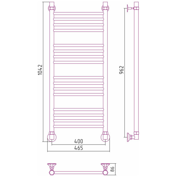 Полотенцесушитель водяной Стилье Аксиома-10 1000х400 хром (00661-1040) Полотенцесушитель водяной Стилье Аксиома-10 1000х400 хром (00661-1040)