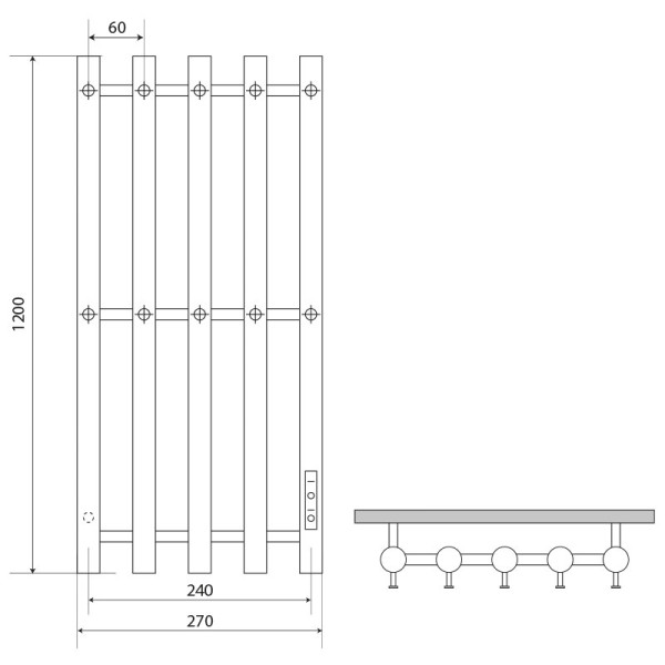 Полотенцесушитель электрический Melodia Blues Electro 1200х270 П5 10 крючков хром (MTRBLE12027)