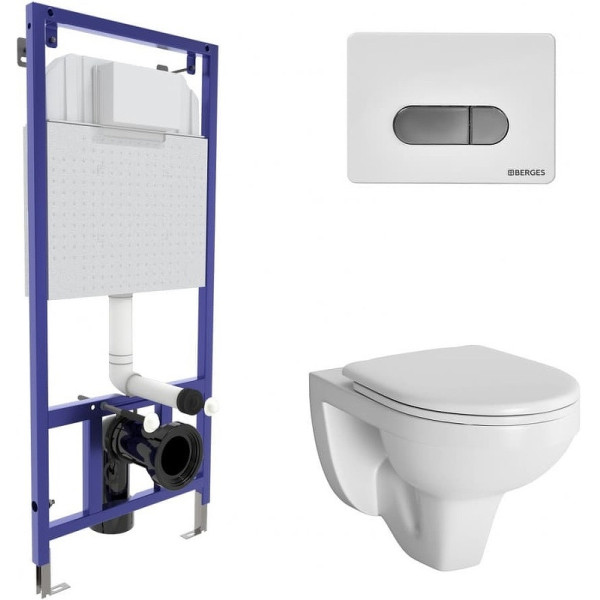 Комплект инсталляция с унитазом Berges Novum525 c с кнопкой D7, с сиденьем микролифт (042419) Комплект инсталляция с унитазом Berges Novum525 c с кнопкой D7, с сиденьем микролифт (042419)
