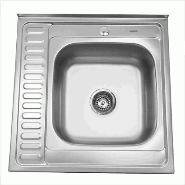 Мойка накладная Sinklight 60x60 R 0.6/16 выпуск хром глянцевый (00-00000764)