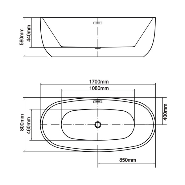 Ванна акриловая Swedbe Vita 170х80х58 отдельностоящая белый (8815)