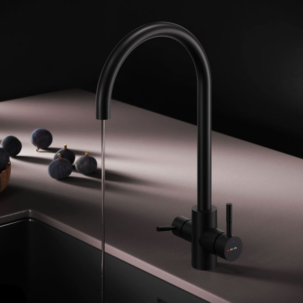 Смеситель для кухни AM.PM X-Joy S с С-изливом с каналом для питьевой воды черный (F85B07722)