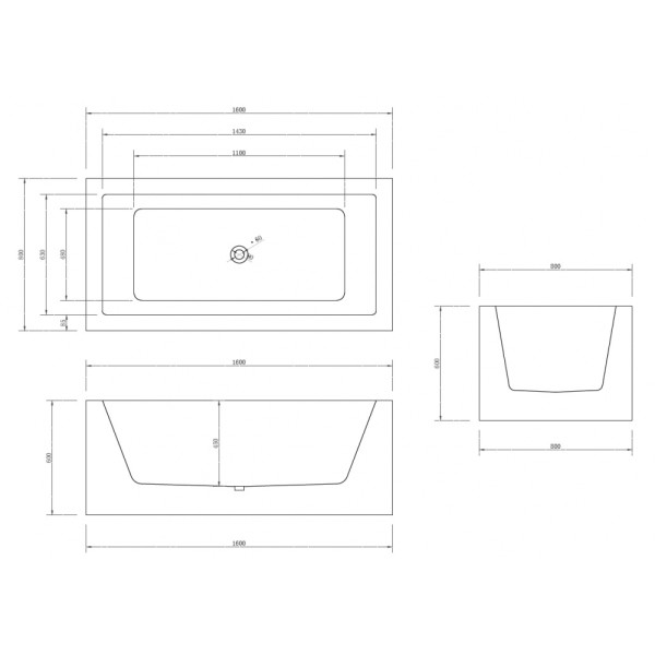 Ванна акриловая Abber 160x80 белая (AB9406-1.6)