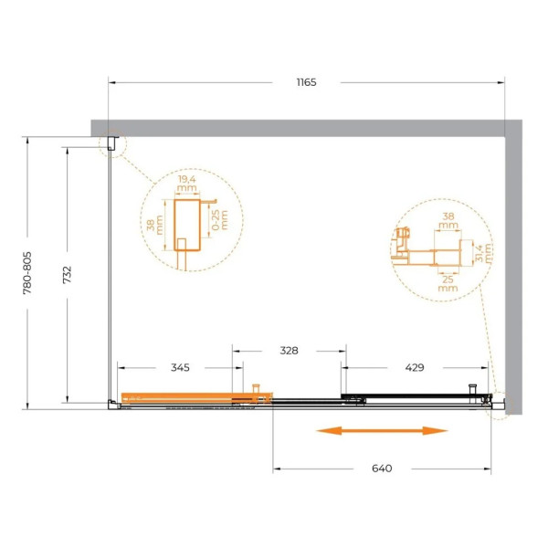 Душевой уголок Cezares Molveno 120x80x195 стекло прозрачное, профиль хром (MOLVENO-AHF-31-120/80-C-CR-IV)