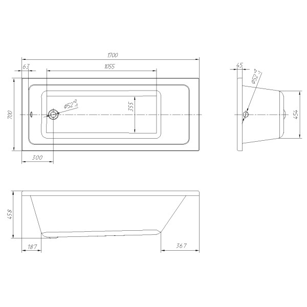 Ванна акриловая Loranto 170x70x598 белая (CS00078467)