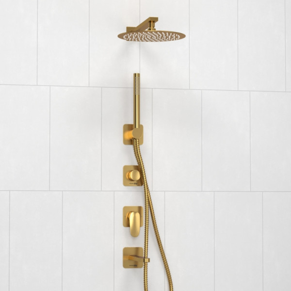 Смеситель для ванны и душа встраиваемый с верхней душевой насадкой, лейкой WasserKRAFT матовое золото (A3651.283.284.180.259.285.194.286) Смеситель для ванны и душа встраиваемый с верхней душевой насадкой, лейкой WasserKRAFT матовое золото (A3651.283.284.180.259.285.194.286)