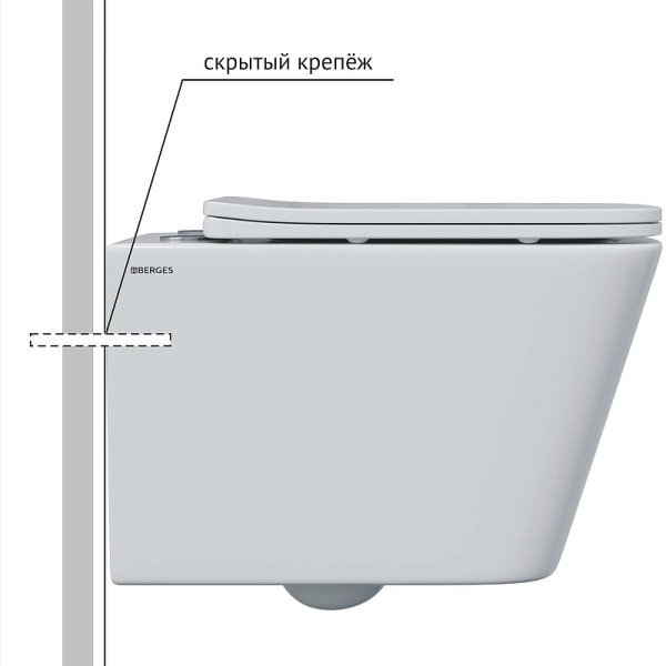 Унитаз подвесной Berges FLOE S 510*345*340 белый (082134) Унитаз подвесной Berges FLOE S 510*345*340 белый (082134)