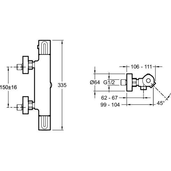 Смеситель для ванны и душа термостатический Jacob Delafon Metro хром (E24395-CP)