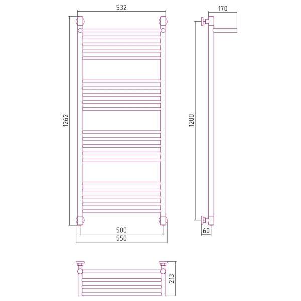 Полотенцесушитель водяной Сунержа Богема с полкой+ 1200х500 хром (00-0223-1250) Полотенцесушитель водяной Сунержа Богема с полкой+ 1200х500 хром (00-0223-1250)