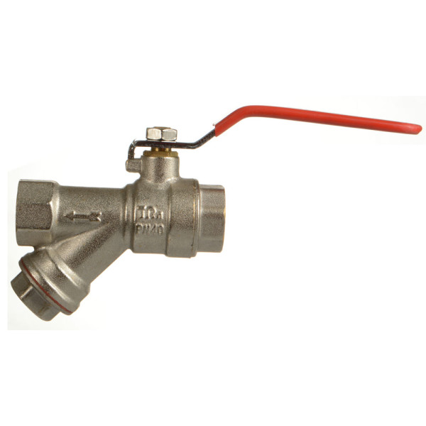 Кран 1/2" ВВ шаровый с фильтром TeRma RED (красная ручка) (31018) Кран 1/2" ВВ шаровый с фильтром TeRma RED (красная ручка) (31018)