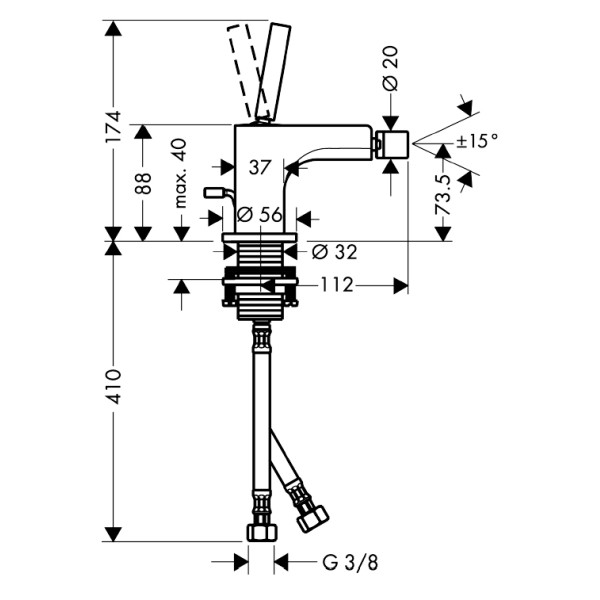 Смеситель для биде Axor Citterio 90 со сливным гарнитуром хром (39210000) Смеситель для биде Axor Citterio 90 со сливным гарнитуром хром (39210000)