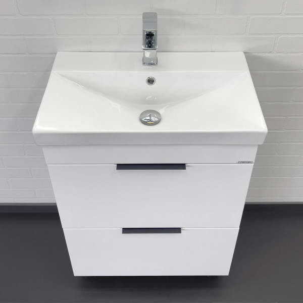 Тумба напольная Comforty Дуэт 610x860x395 дуб темно-коричневый матовый с раковиной (00-00018648) Тумба напольная Comforty Дуэт 610x860x395 дуб темно-коричневый матовый с раковиной (00-00018648)