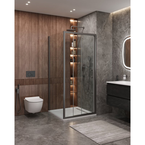 Душевой уголок Cezares Molveno 90x90x195 стекло прозрачное, профиль оружейная сталь (MOLVENO-AF-31-90-C-GM-IV)