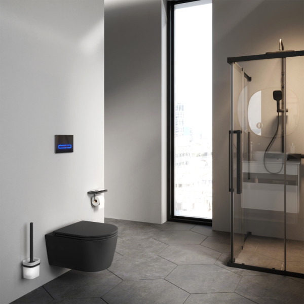 Унитаз подвесной AM.PM Func 49 см FlashClean с сиденьем микролифт черный матовый (C8F1700MBSC)