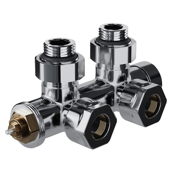Узел термостатический угловой 1/2"х15 мм Royal Thermo Design Pro М30х1,5 (Хром) (RANPU11215CH)