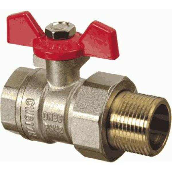 Кран 1/2" шаровый со сгоном TeRma RED (красная бабочка) (31048) Кран 1/2" шаровый со сгоном TeRma RED (красная бабочка) (31048)