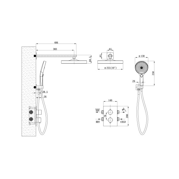 Душевая система Esko хром (6in1 TH)